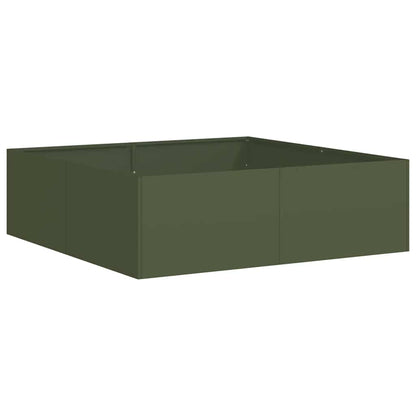 Jardinera Acero Verde Oliva 100x100x30 Cm_0