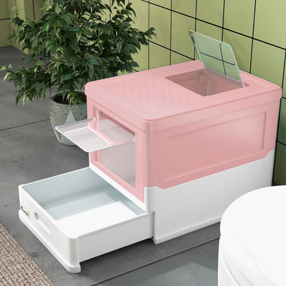 Pawhut Caja Arena Plegable Para Gatos Con Cubierta Desmontable 47,5x35,5x36,7 Cm_3