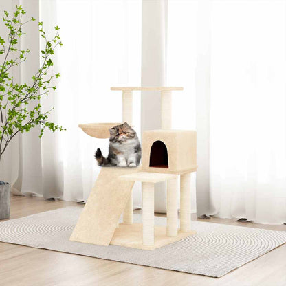 Rascador Para Gatos Con Postes De Sisal Color Crema 82 Cm_1