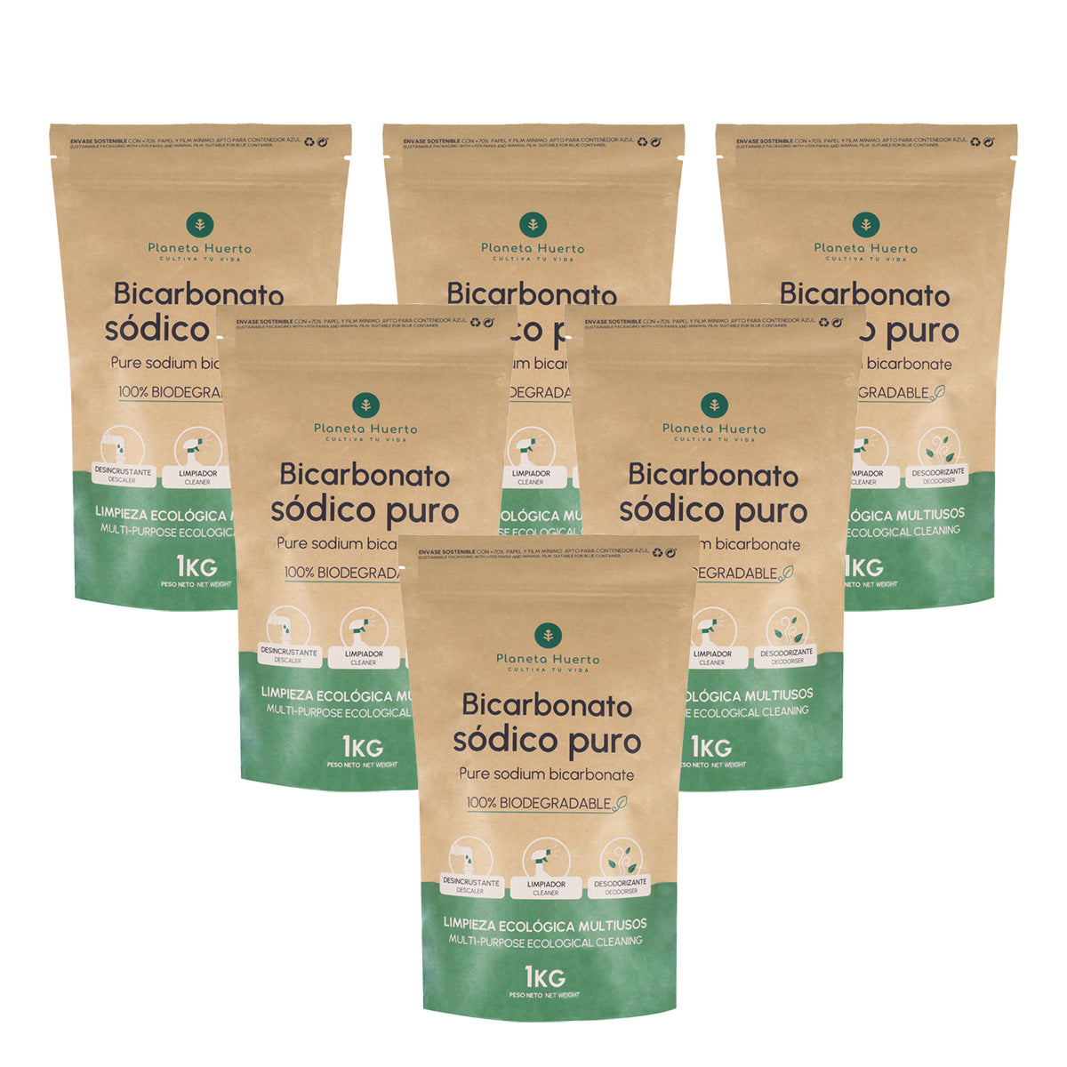 Pack 6x Bicarbonato sódico Planeta Huerto 1 Kg