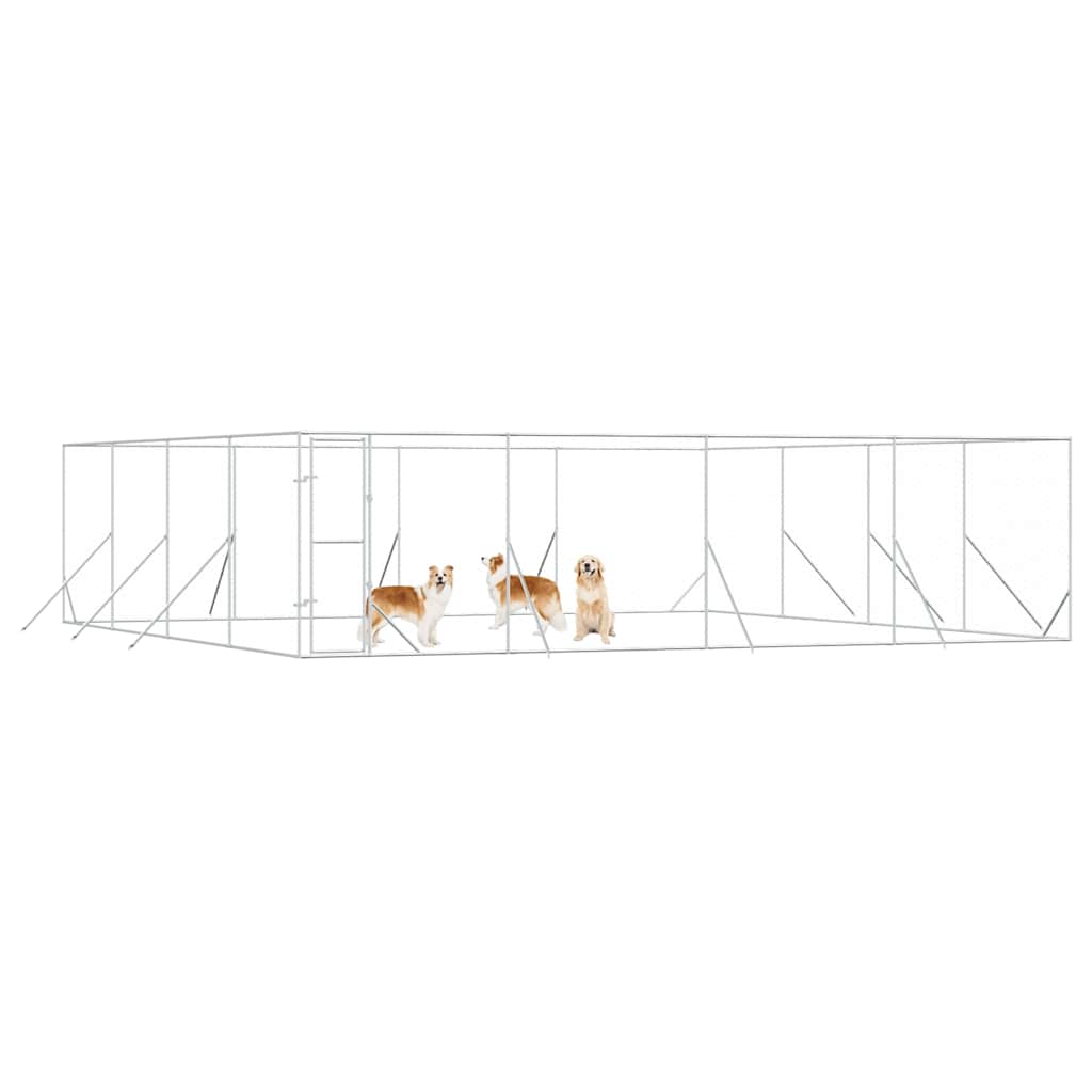 Perrera De Exterior Acero Galvanizado Plateado 8x8x2 M_3