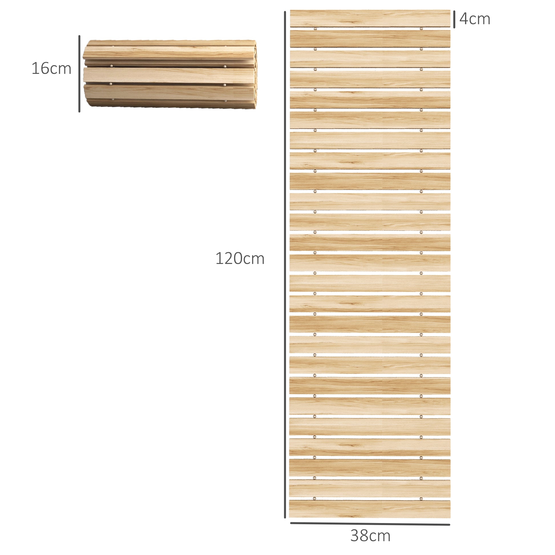 Outsunny Camino De Jardín De Madera 120x38 Cm Pasarela Enrollable Para Exterior_2