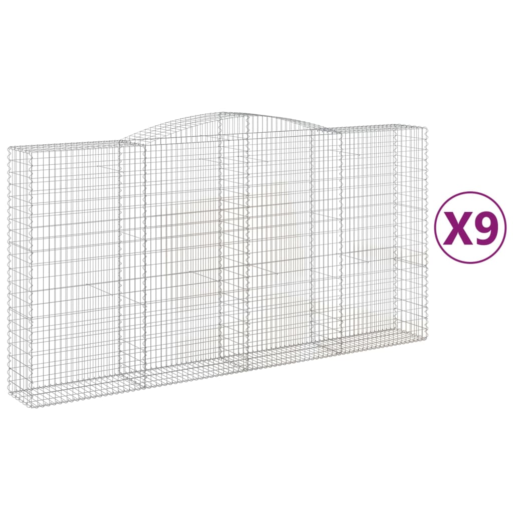 Cestas De Gaviones 9 Uds Forma De Arco Hierro 400x50x200/220 Cm_0