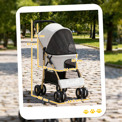 Pawhut Carrito Para Perros Plegable Con 2 Puertas 80x44,5x97 Cm Gris Claro_2