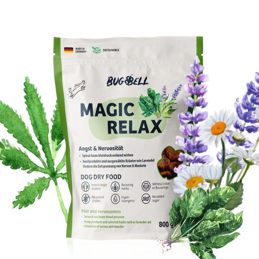 BugBell MagicRelax Pienso – Hipoalergénico, sin cereales, con proteína de insecto, cáñamo, hierbas y omega 3_0