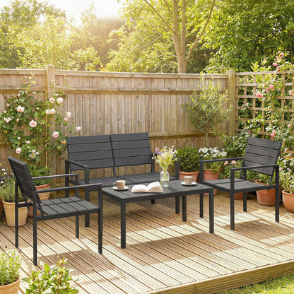 Outsunny Conjunto De Muebles De Jardín Para 4 Personas Negro_1