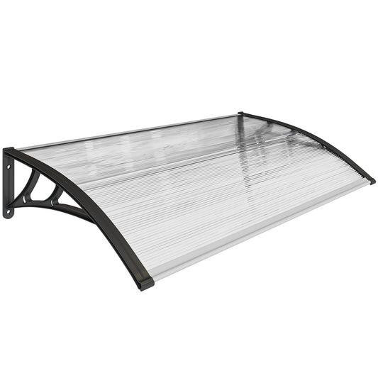 Marquesina Exterior Outsunny Policarbonato Transparente Y Negro 110x60x18 Cm_0