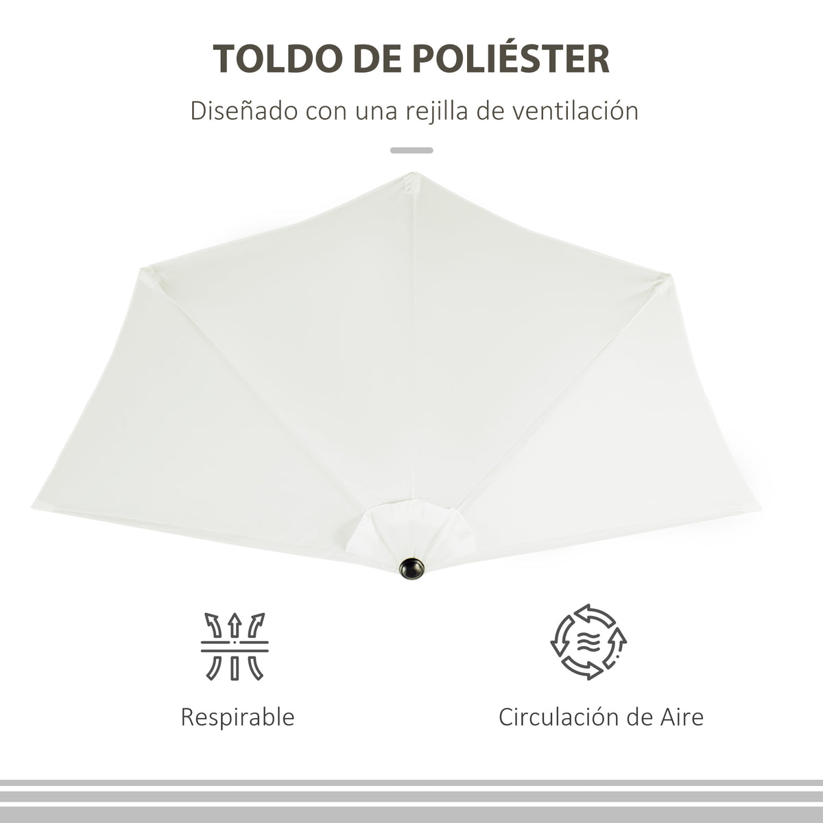 Outsunny Sombrilla Parasol Jardín Con Manivela Semicircular Exterior 269x138x236_5