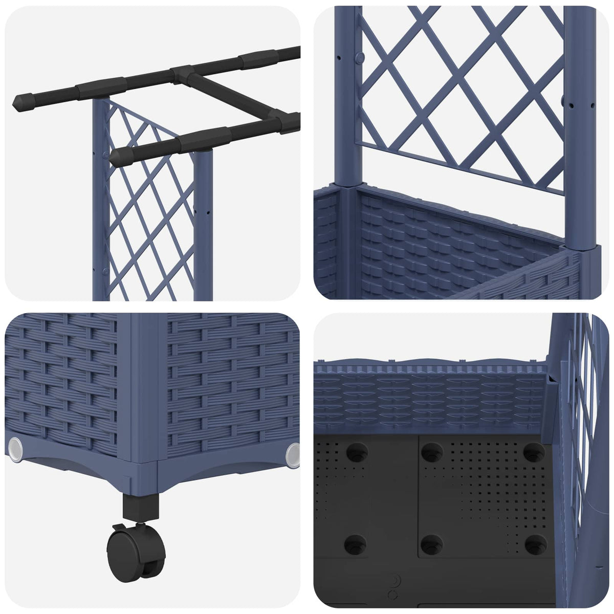 Cama Elevada Con Trellis Y Techo Gris 203 X 40 X 127 Cm Pp_5