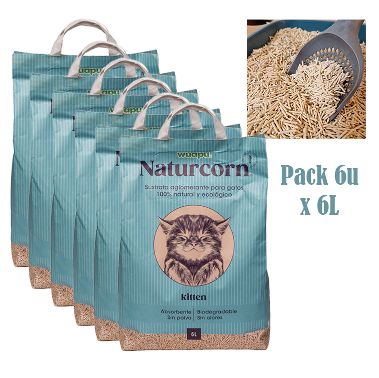 Sustrato Absorbente Wuapu Naturcorn Kitty En Mini Pelet Biodegradable Para Gato 1 U 6l_1
