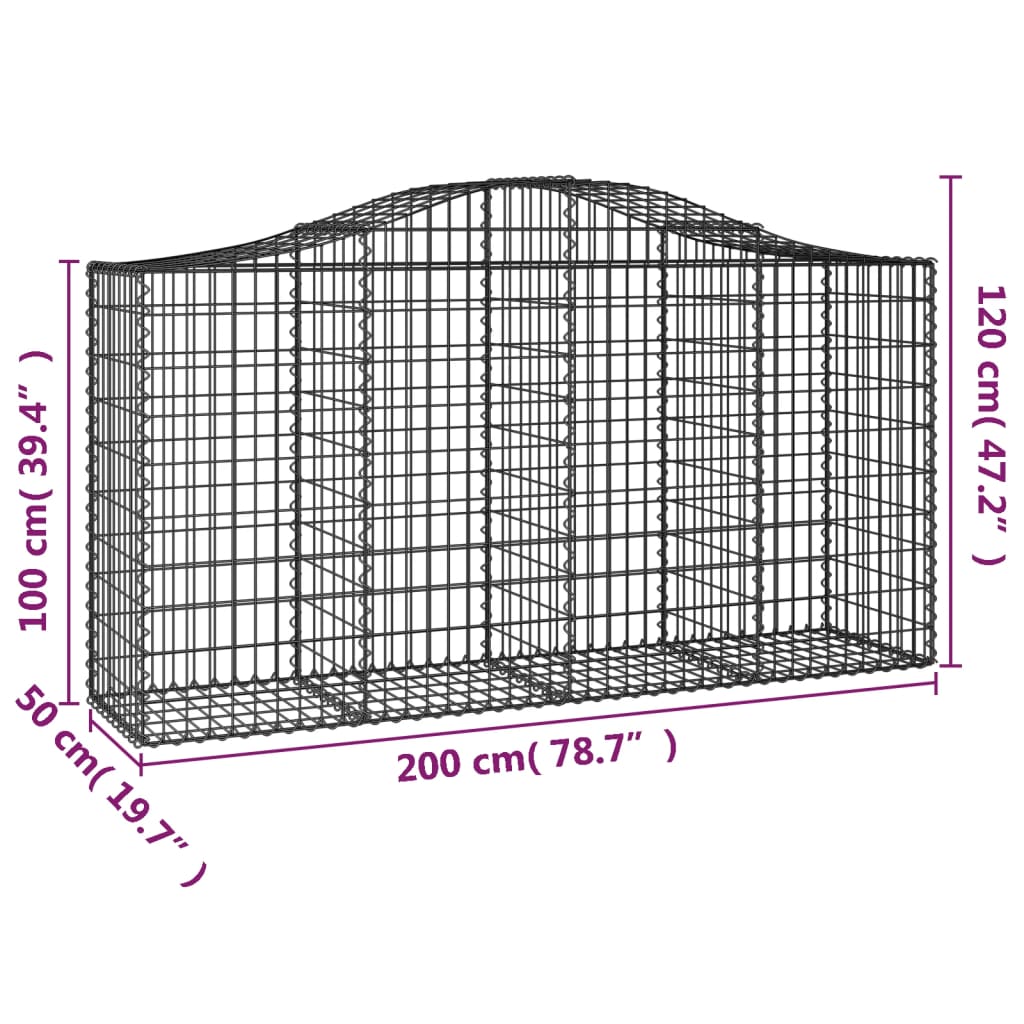 Cestas De Gaviones 10 Uds Forma De Arco Hierro 200x50x100/120cm_5