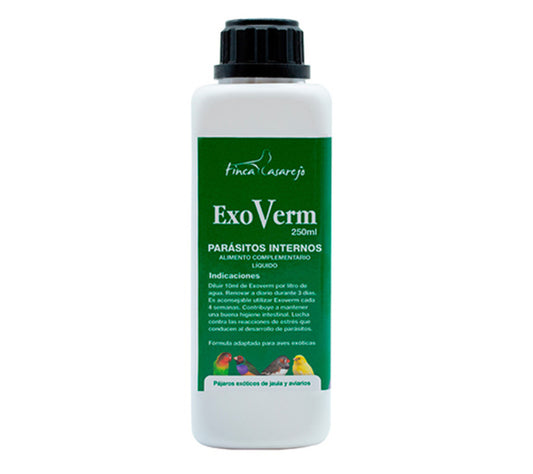 ExoVerm 250ml – Complemento nutricional líquido para canarios, loros y periquitos–Apoyo digestivo y bienestar intestinal_0
