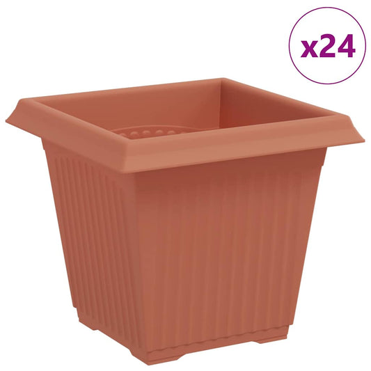 Maceta Cuadrada Para Flores 24 Pcs Rojo Ladrillo Plástico_0