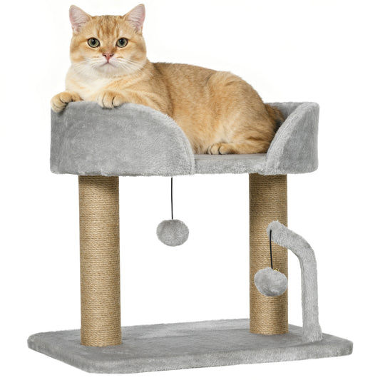 Pawhut Árbol Rascador Para Gatos Pequeños Altura 42 Cm 48x38x42 Cm Gris Claro_0