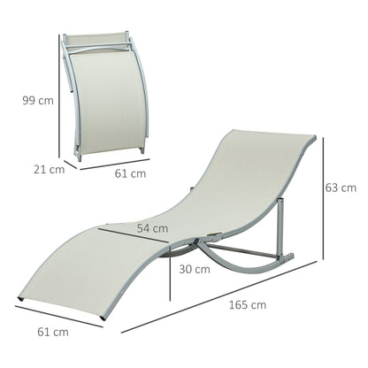 Outsunny 2 Tumbonas Plegables Forma De S Aluminio Texteline Para Terraza Crema_2