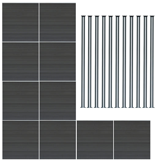 Vallas Para Exteriores De Wpc Y Aluminio - 10x Paneles + 11x Postes | Gris_0