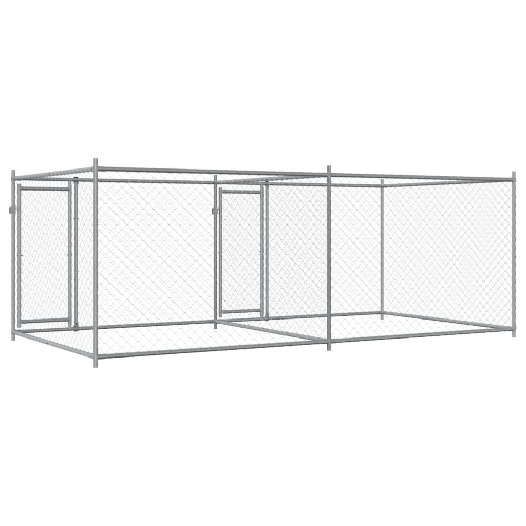 Jaula De Perros Con Puertas Acero Galvanizado Gris 4x2x1,5 M_5