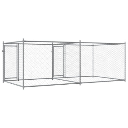 Jaula De Perros Con Puertas Acero Galvanizado Gris 4x2x1,5 M_5