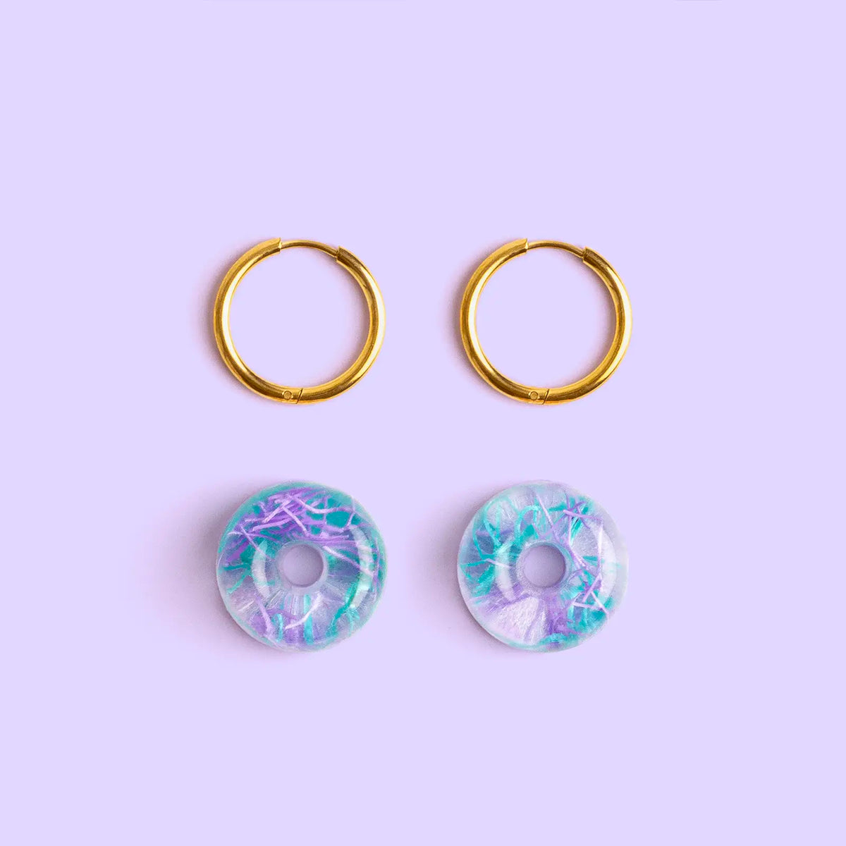 Pendientes de Aro Carnota - Vidrio de Mar Reciclado de Galicia, Joya Artesanal Única - Nature Vibes_2