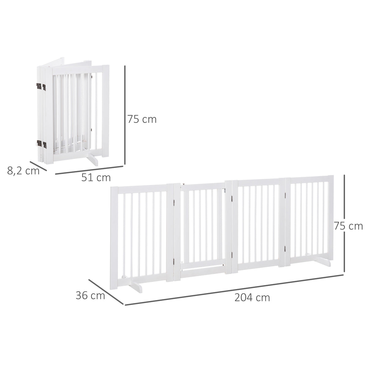 Pawhut Barrera De Seguridad Para Perros Plegable De Madera Con Soporte De Pie_2