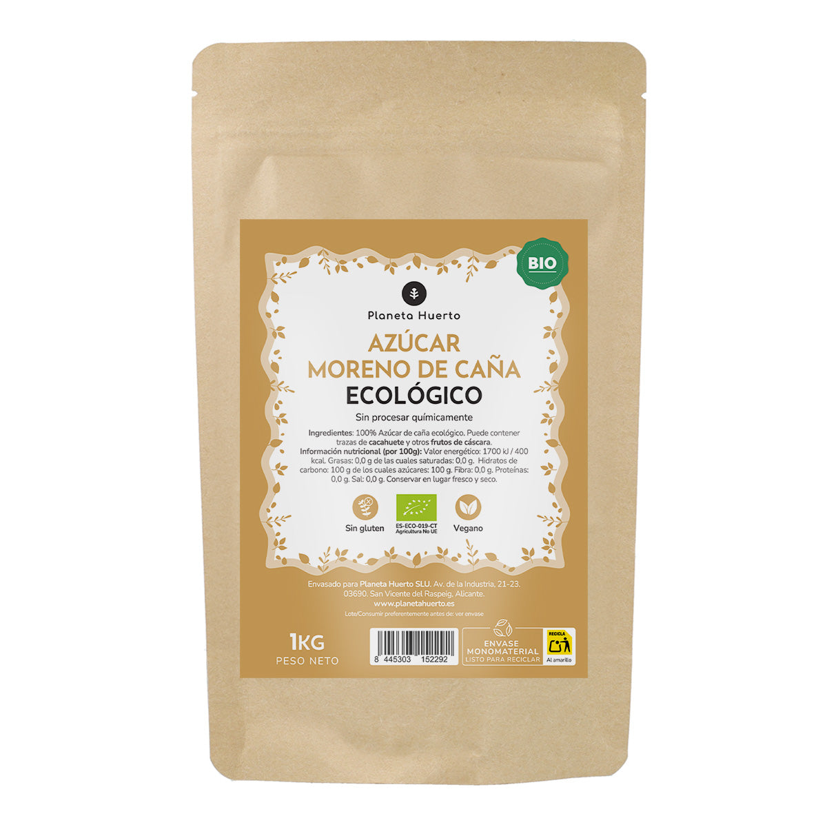 Azúcar moreno de caña ECO Planeta Huerto 1 kg