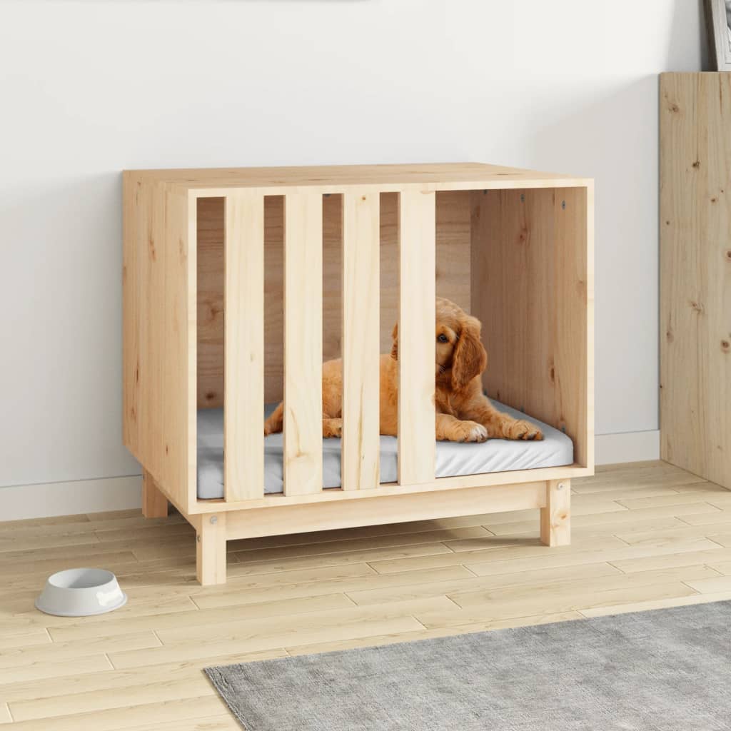 Caseta Para Perros Madera Maciza De Pino 70x50x62 Cm_1