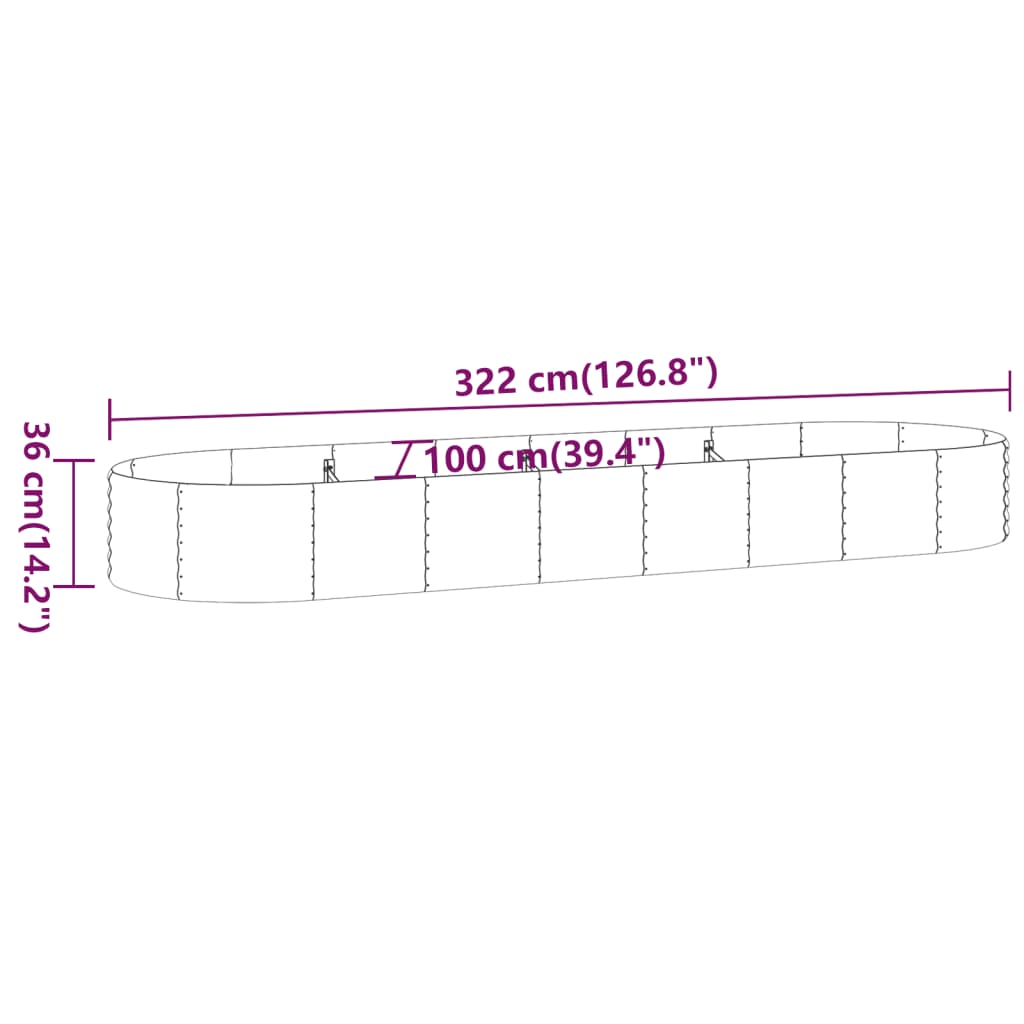 Jardinera Arriate Acero Galvanizado Gris 322x100x36 Cm_5