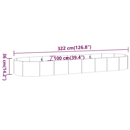 Jardinera Arriate Acero Galvanizado Gris 322x100x36 Cm_5