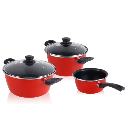 Batería De Cocina 5 Piezas, Inducción, Antiadherente, Libre Pfoa, Acero Vitrificado, Libre Pfoa Magefesa Grana, Rojo_0