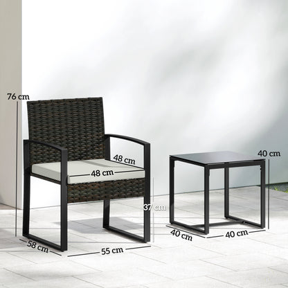 Conjunto De Jardín Outsunny Acero, Pe Crema 58x55x76 Cm_2
