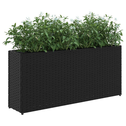 Jardineras Con 2 Maceteros 2 Uds Ratán Pe Negro 90x20x40 Cm_3
