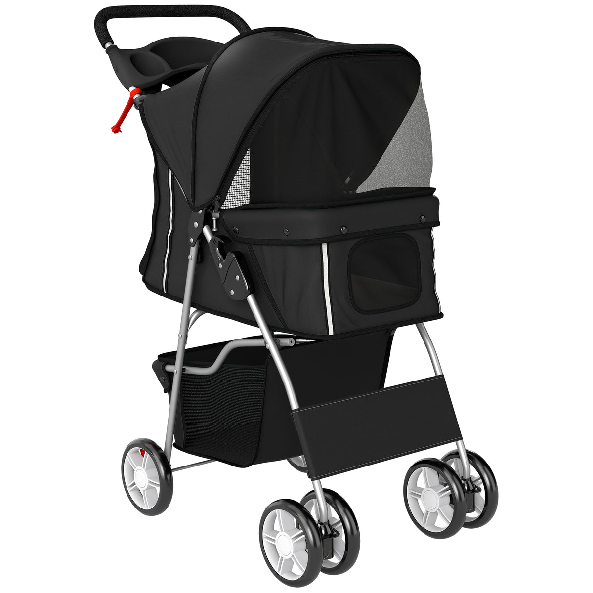 Pawhut Carrito Para Perros Plegable Con Cesta De Almacenaje 77x44x102 Cm Negro_0