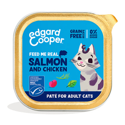 Comida húmeda gatos paté Tarrina Salmón y Pollo Edgard &amp; Cooper 85 g