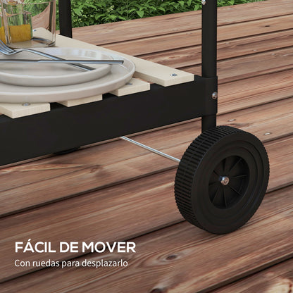 Outsunny Barbacoa De Carbón Con Ruedas Parrilla Ajustable En Altura Rojo_3