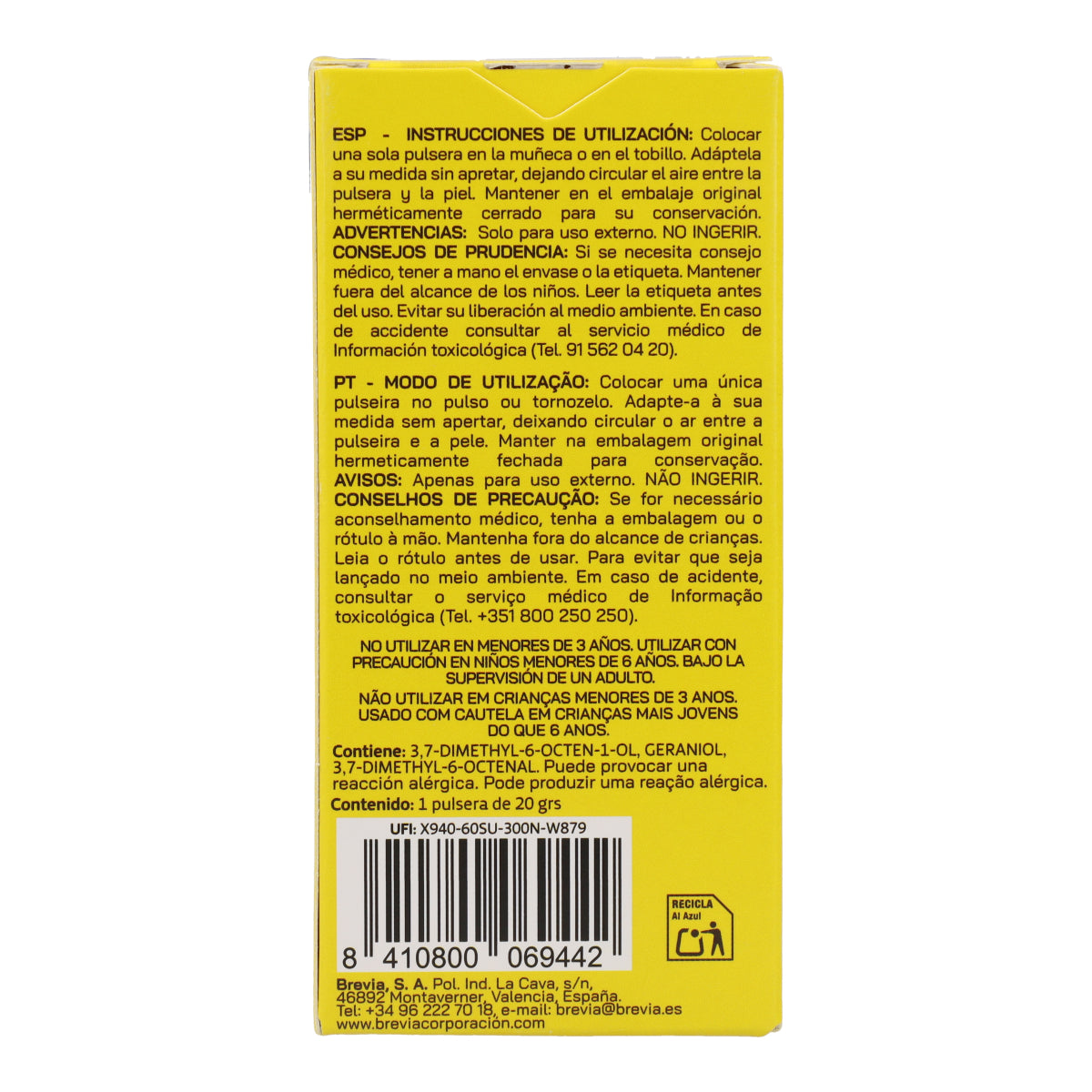Pulsera Protección Antimosquitos con Citronela Perfum Protect 1 ud