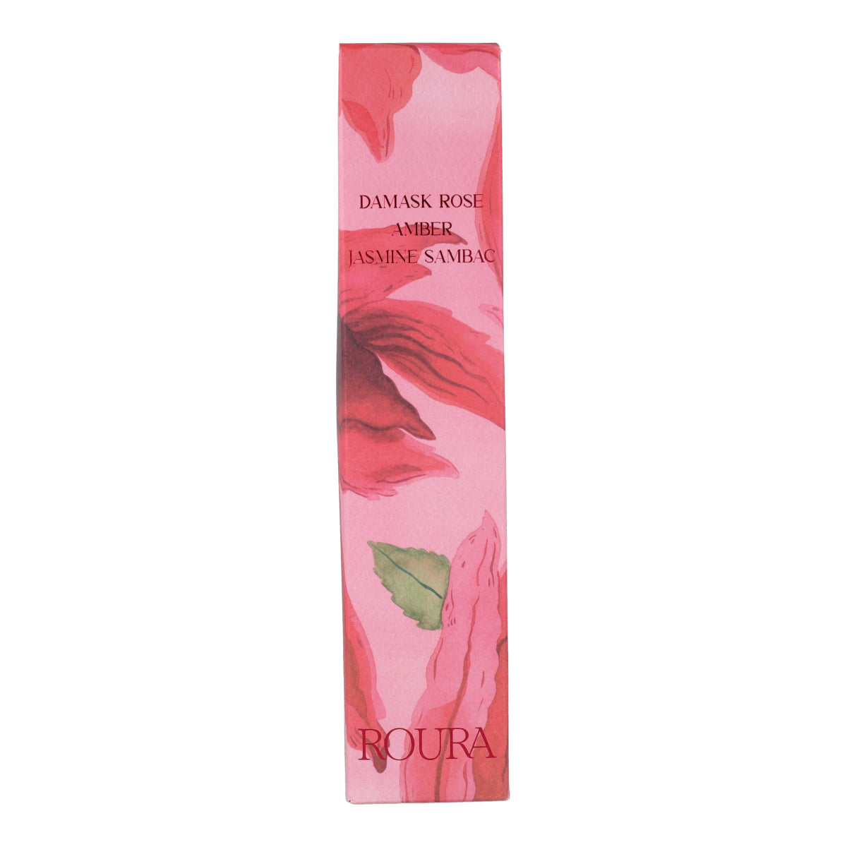 Ambientador mikado rosa de Damasco en frasco rayado granate Roura 100 ml