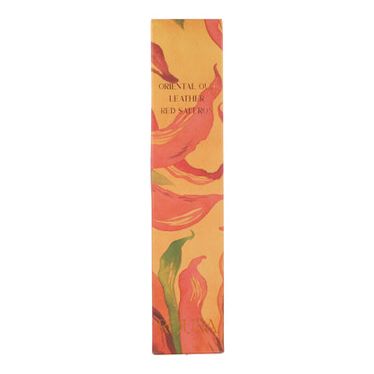 Ambientador mikado Oriental Oud en frasco rayado naranja Roura 100 ml
