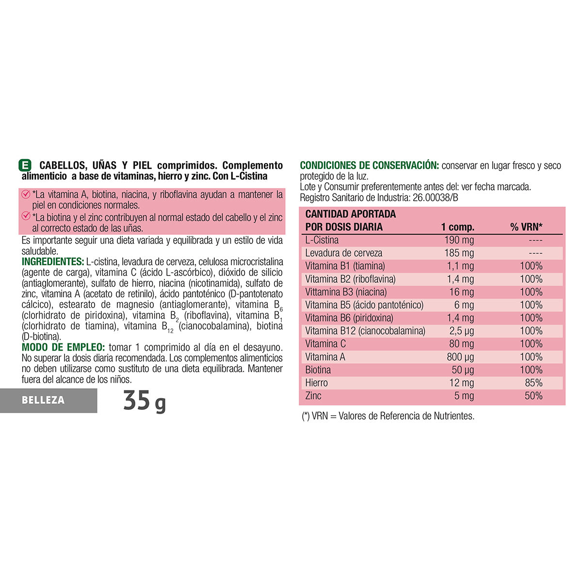 Multivigor para cabellos, uñas y piel Santiveri 48 comprimidos