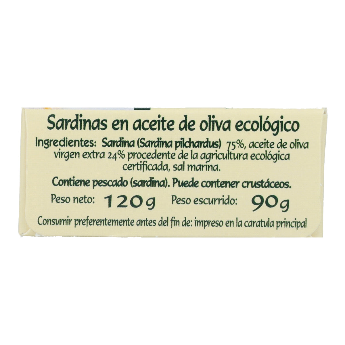 Sardinas en aceite de oliva ecológico en Lata Pan do Mar 120g