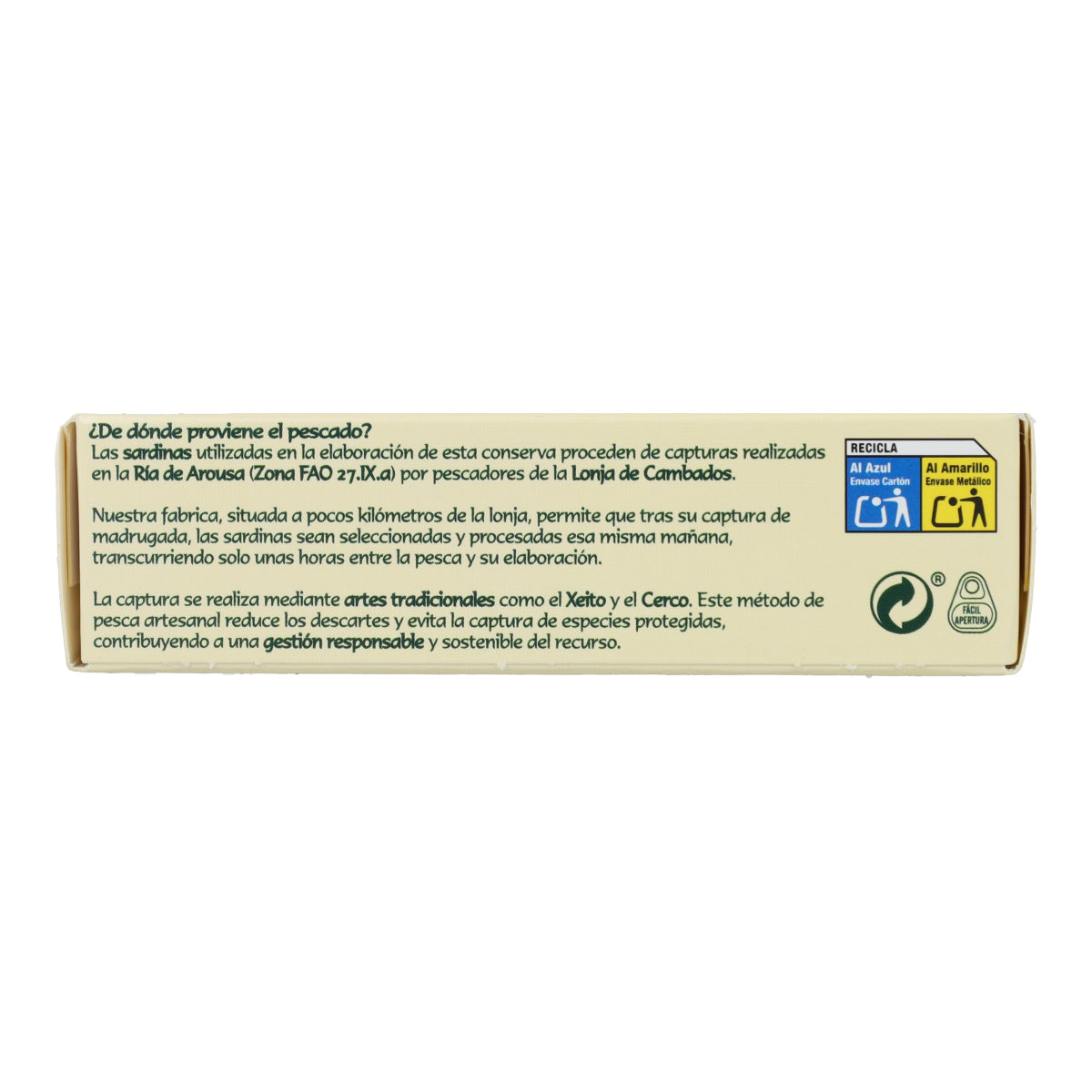 Sardinas en aceite de oliva ecológico en Lata Pan do Mar 120g