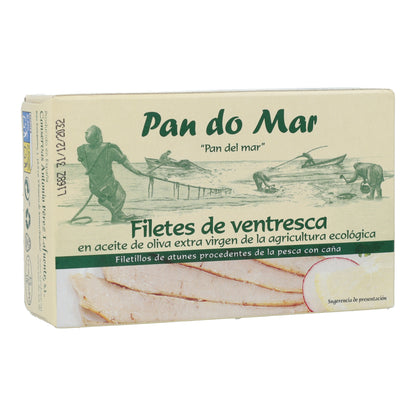 Filetes de Ventresca de atún claro en aceite de oliva ecológico en Lata Pan do Mar 120g