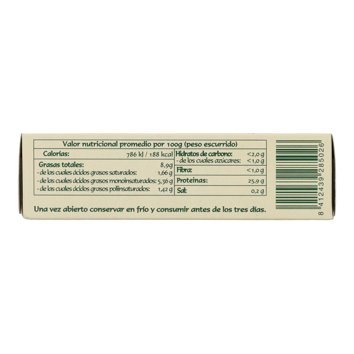 Filetes de Ventresca de atún claro en aceite de oliva ecológico en Lata Pan do Mar 120g