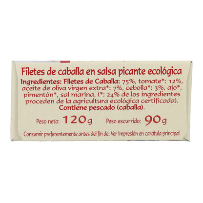 Filetes caballa en salsa picante ecológica en Lata Pan do Mar 120g