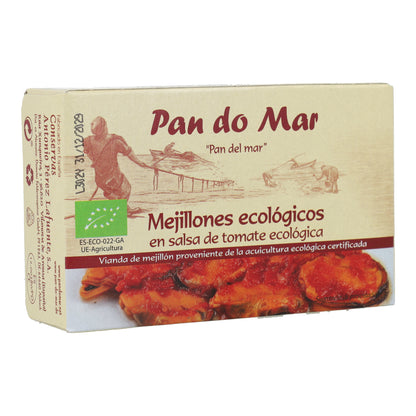 Mejillones ecológicos en salsa de tomate ecológica en Lata Pan do Mar 115g