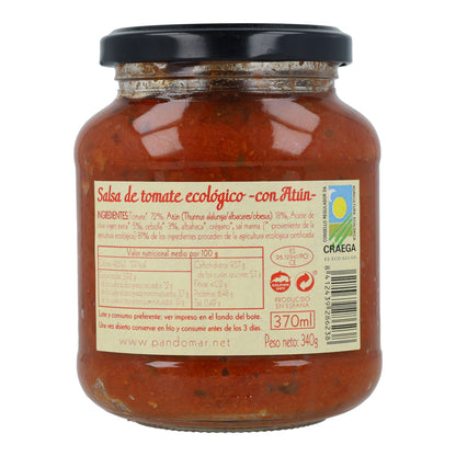 Salsa de tomate ecológico con atún en Vidrio Pan do Mar 340g