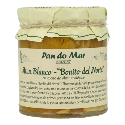 Lomos de Bonito del Norte en aceite de oliva ecológico en Vidrio Pan do Mar 220g