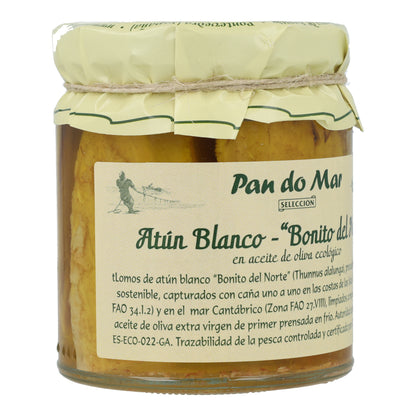 Lomos de Bonito del Norte en aceite de oliva ecológico en Vidrio Pan do Mar 220g