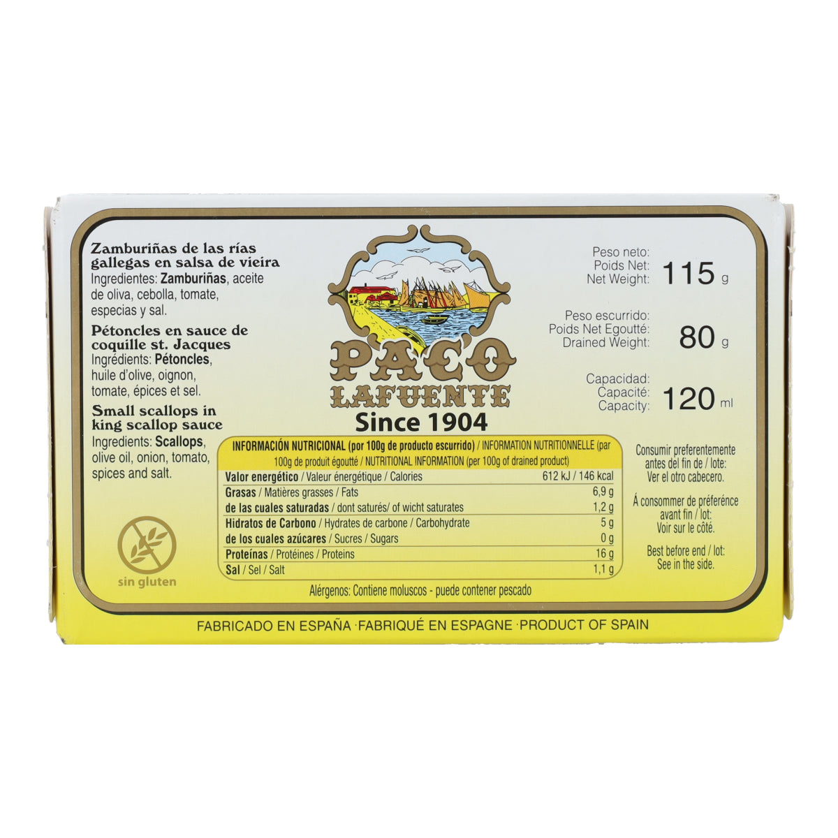 Zamburiñas en Salsa de Vieira Paco Lafuente 115 g
