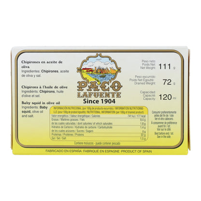 Chipirones en Aceite de Oliva (Pequeños) Paco Lafuente 111 g
