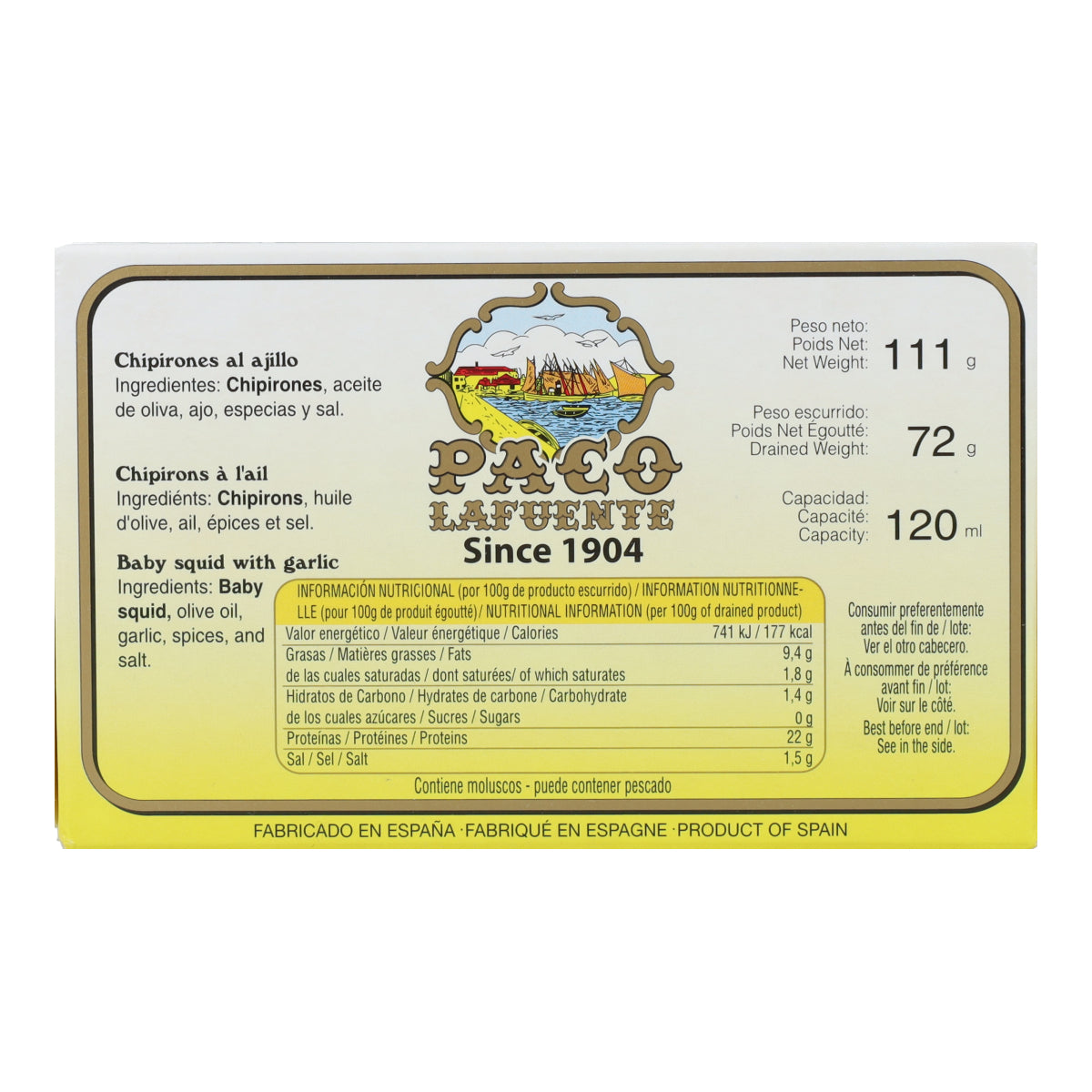 Chipirones al Ajillo Paco Lafuente 110 g